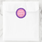 Roze Paarse Gelukkige Valentijn Sticker (Tas)