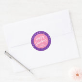 Roze Paarse Gelukkige Valentijn Sticker (Envelop)