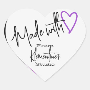 Roze Paarse Gemaakt met Liefde Handgemaakt Van Stu Hart Sticker