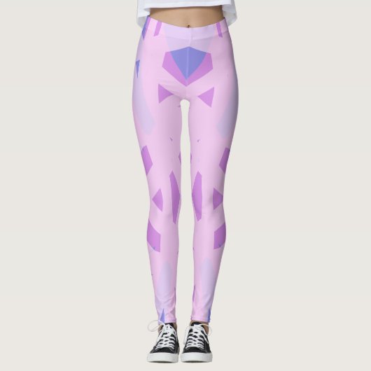 Roze Paarse Geometric Pattern Valentijn's Day Gift Leggings (Voorkant)