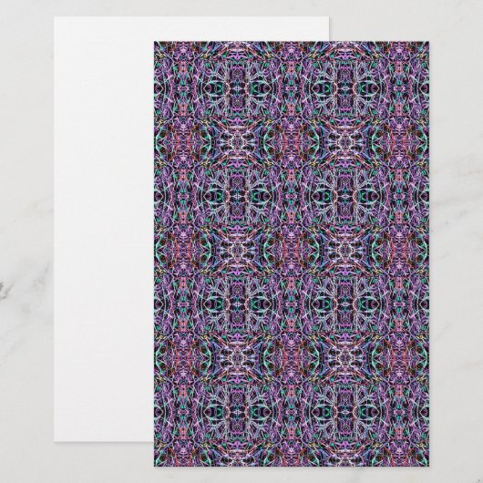 Roze Paarse geometrisch Briefpapier (Voorkant / Achterkant)