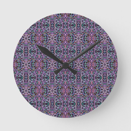 Roze Paarse geometrisch Ronde Klok (Voorkant)