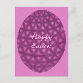 Roze Paarse Geometrische Happy Paaseieren Briefkaa Feestdagenkaart