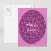 Roze Paarse Geometrische Happy Paaseieren Briefkaa Feestdagenkaart (Voorkant / Achterkant)