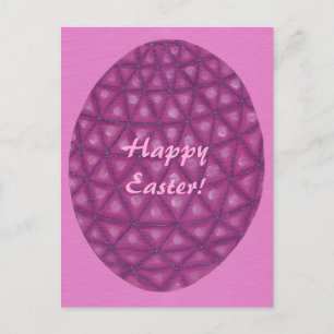 Roze Paarse Geometrische Happy Paaseieren Briefkaa Feestdagenkaart