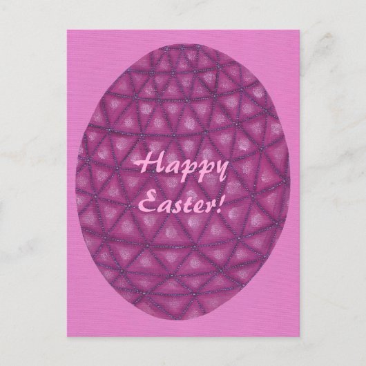 Roze Paarse Geometrische Happy Paaseieren Briefkaa Feestdagenkaart (Voorkant)