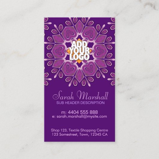 Roze + Paarse geometrische ventilator Visitekaartj Visitekaartje (Voorkant)