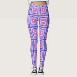 Roze & Paarse Geometrische Vierkante Leggings