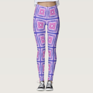 Roze & Paarse Geometrische Vierkante Leggings