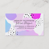 Roze paarse geometrische vormen polka stippen inte visitekaartje (Achterkant)