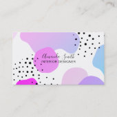 Roze paarse geometrische vormen polka stippen inte visitekaartje (Voorkant)