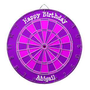 Roze Paarse gepersonaliseerd Happy Birthday Dartbord