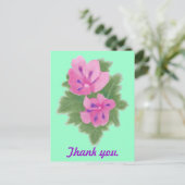 Roze Paarse Geranium Bedankt Briefkaarten (Staand voorkant)