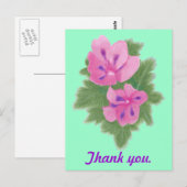 Roze Paarse Geranium Bedankt Briefkaarten (Voorkant / Achterkant)