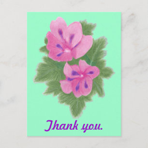 Roze Paarse Geranium Bedankt Briefkaarten