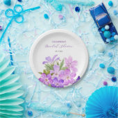 Roze Paarse Geranium Bloemen Bruidsdouche Papieren Bordje (Feest)