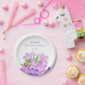 Roze Paarse Geranium Bloemen Bruidsdouche Papieren Bordje (Feest)