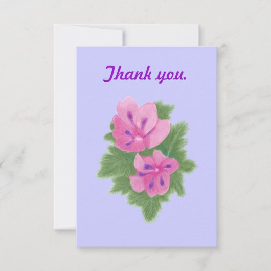 Roze Paarse Geranium Bloemen Bruiloft Dank je Bedankkaart (Voorkant)
