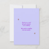 Roze Paarse Geranium Bloemen Bruiloft Dank je Bedankkaart (Achterkant)