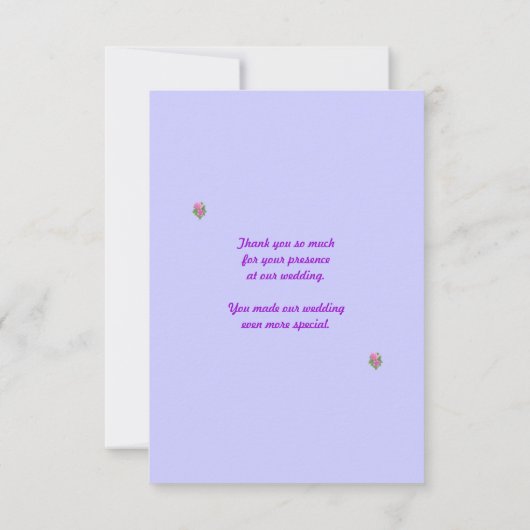 Roze Paarse Geranium Bloemen Bruiloft Dank je Bedankkaart (Achterkant)