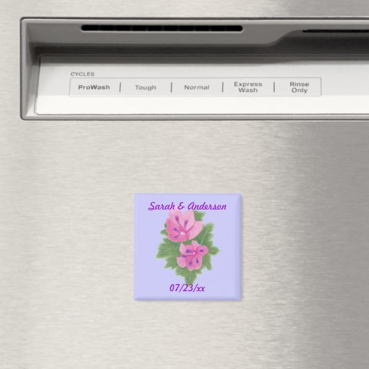 Roze Paarse Geraniums Bloemen Save the date Magnet (Insitu (Vaatwasser))