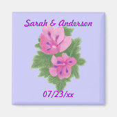Roze Paarse Geraniums Bloemen Save the date Magnet (Voorkant)