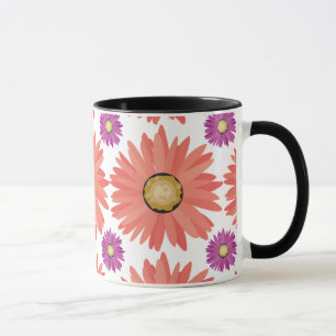 Roze Paarse Gerber Daisy Flowers Floral Pattern Mok