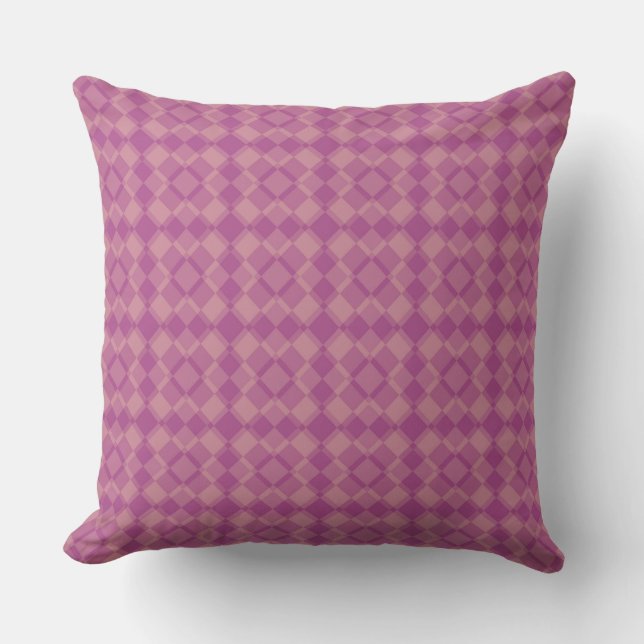 Roze Paarse Geruite Argyle Patroon Kussen (Voorkant)