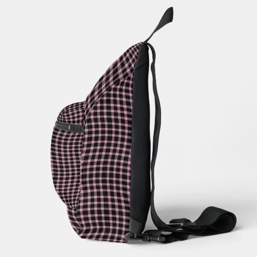 Roze Paarse Geruite Geruite Naadloos Patroon Sling Bag (Rechts)
