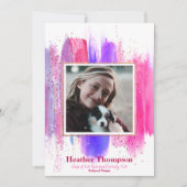 Roze & Paarse Geschilderde Glitter Vonken Afstuder Kaart (Voorkant)