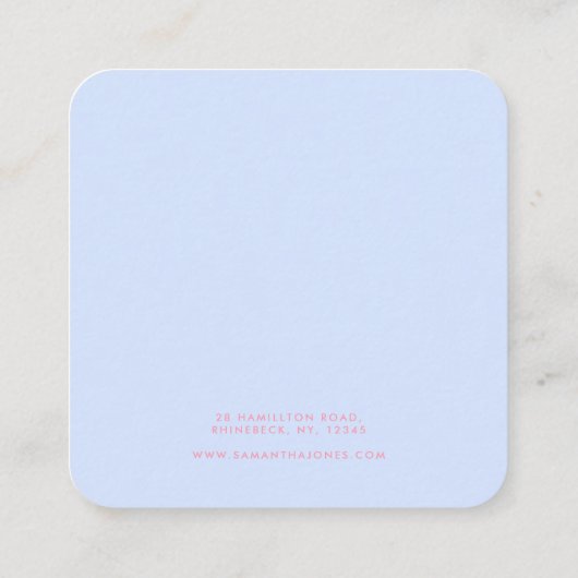 Roze Paarse gestreepte moderne oorbellen display K Vierkante Visitekaartje (Achterkant)