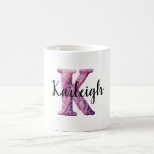 Roze Paarse Gezellige Letter K Naam Koffiemok