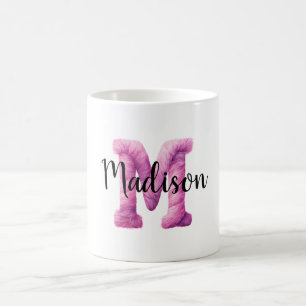 Roze Paarse Gezellige Letter M Naam Koffiemok