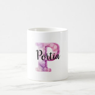 Roze Paarse Gezellige Letter P Naam Koffiemok