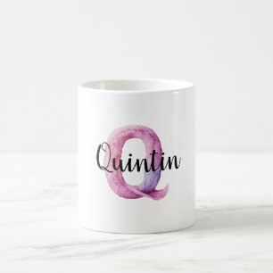 Roze Paarse Gezellige Letter Q Naam Koffiemok