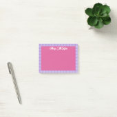 Roze Paarse Gingham Rand Naam in Cool Schrift Post-it® Notes (Kantoor)
