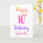 Roze Paarse Glitter 10e Verjaardag Kaart (Gele Bloem)