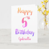 Roze Paarse glitter 5e verjaardag Kaart (Gele Bloem)