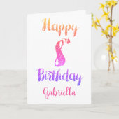 Roze Paarse Glitter 8e Verjaardag Kaart (Gele Bloem)