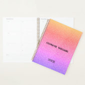 Roze Paarse Glitter Aangepaste Naam Monogram Gesch Planner (Display)