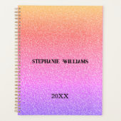Roze Paarse Glitter Aangepaste Naam Monogram Gesch Planner (Voorkant)