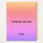 Roze Paarse Glitter Aangepaste Naam Monogram Gift Planner (Achterkant)