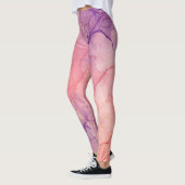 Roze Paarse Glitter Abstract Ink Waterverf Paint Leggings (Links)