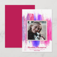 Roze & Paarse Glitter Afstudeer Uitnodiging