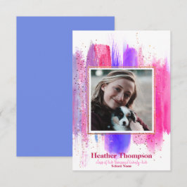 Roze & Paarse Glitter Afstudeer Uitnodiging
