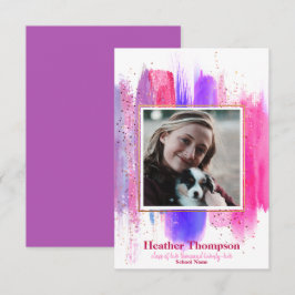 Roze & Paarse Glitter Afstudeer Uitnodiging