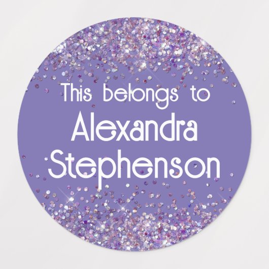 Roze Paarse Glitter Baby Meisje Kinder Naam Waterd Labels (Design 2)