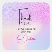 Roze Paarse Glitter Bruiloft Feest Favor Bedankt Vierkante Sticker (Voorkant)