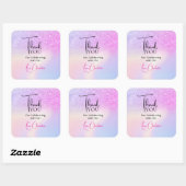 Roze Paarse Glitter Bruiloft Feest Favor Bedankt Vierkante Sticker (Vel)