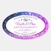 Roze Paarse Glitter Diamonds Logo Productlabels Ovale Sticker (Voorkant)